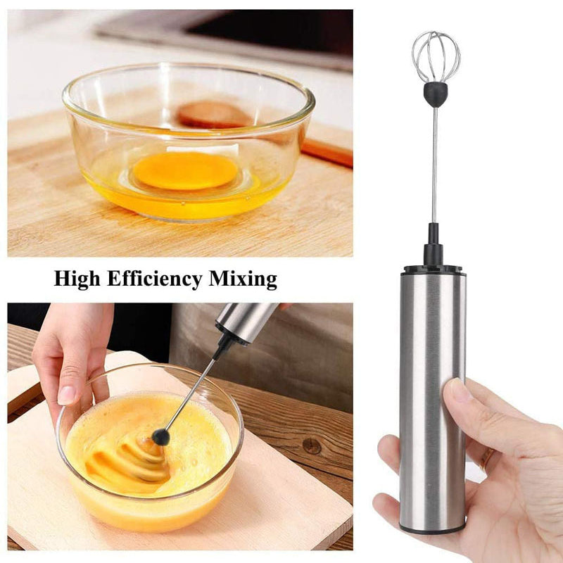 Electric Milk Frother Handheld Whisk – Coffee & Latte Foam Maker