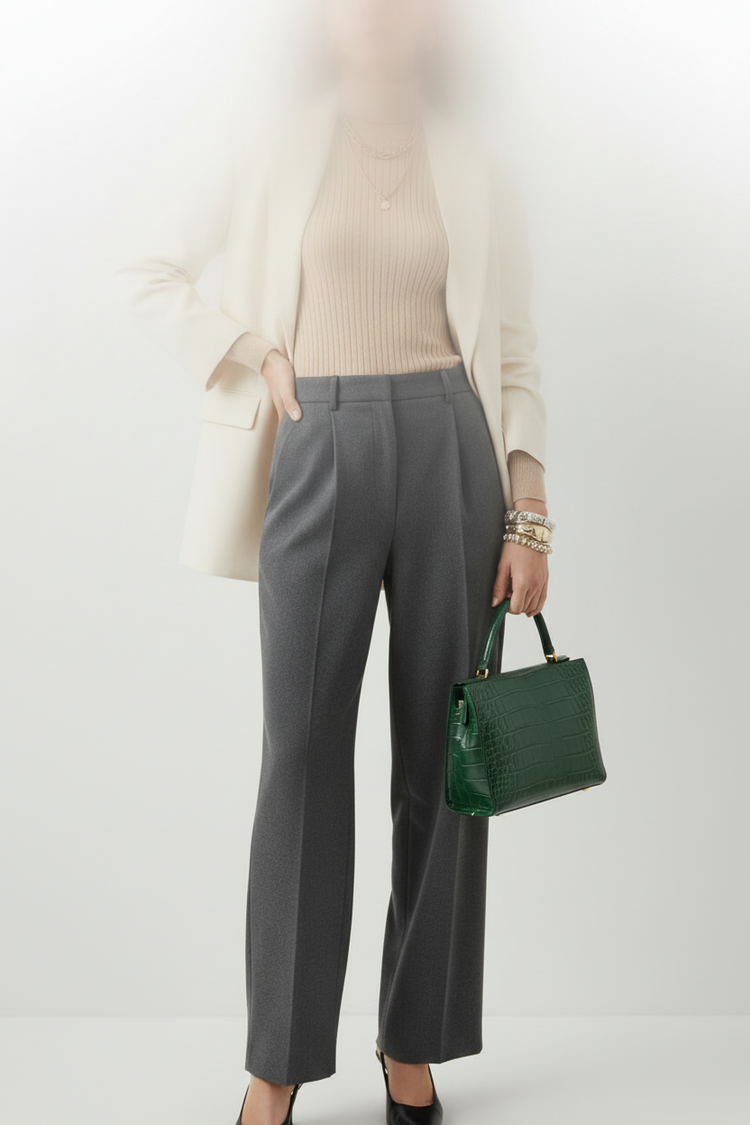 Gernerate women outfit vertical image leaving the upper area white gradient