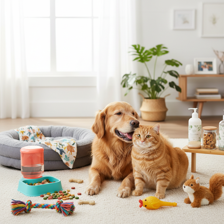 pet related image pets (dog,cat) and products showing instagram size image